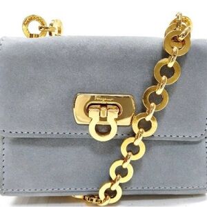 Ferragamo mini grey suede purse